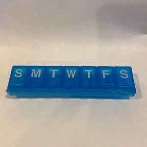 CVS 5-Day Pill Box Clear Blue w/ White Letters and Braille Lettering